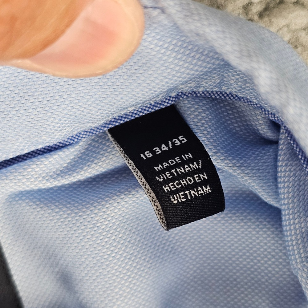 Psycho Bunny Button Down Men 16 34/35 Blue Modern Fit Stretch Non Iron Logo Cuff - Picture 9 of 12